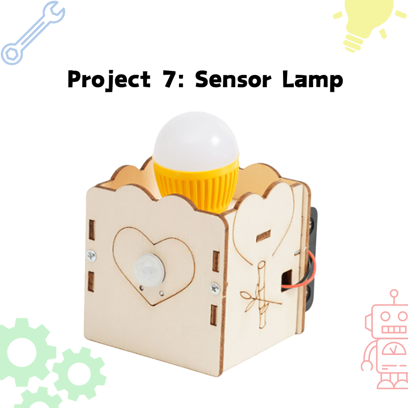 Advanced STEM kit to build a human body sensor lamp for kids aged 9–13