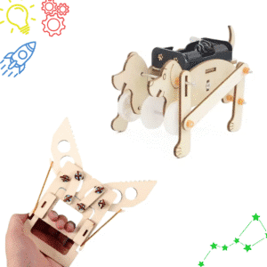 STEM engineering kit with walking robot dog and creative hand manipulator projects for kids
