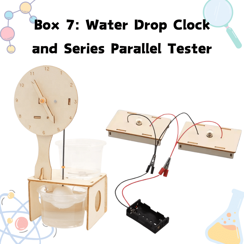 STEM science kit with series and parallel circuit tester and water drop clock projects for kids