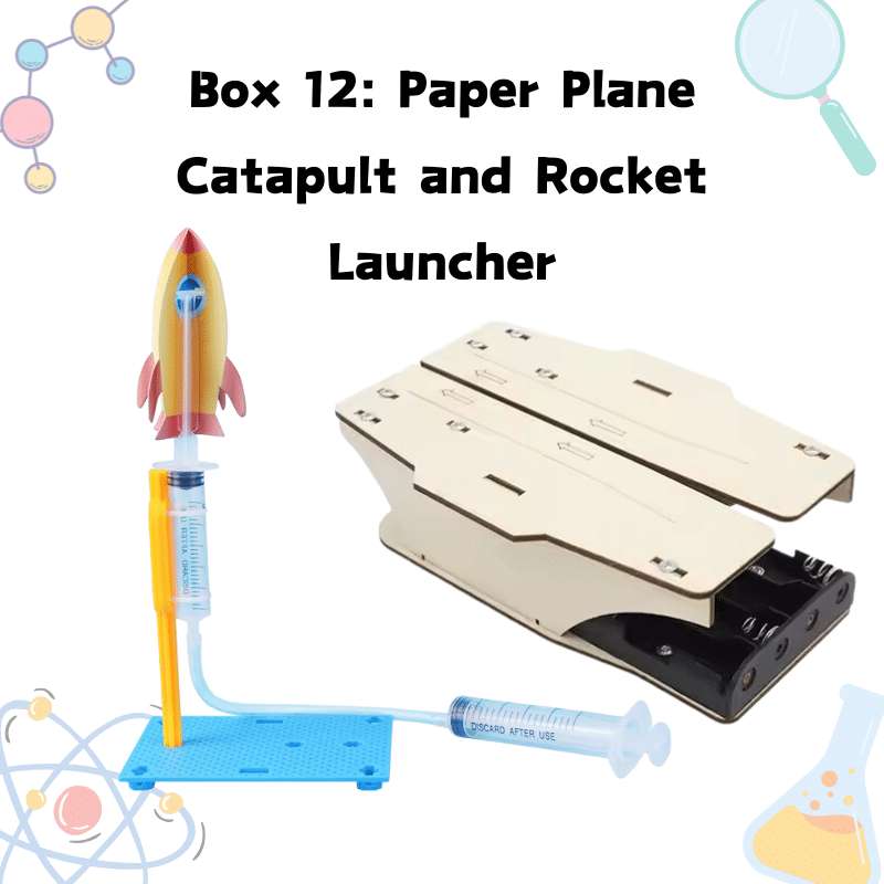 STEM science kit with paper plane launcher and air rocket projects for kids