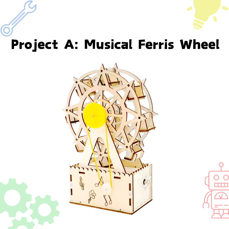 Advanced STEM project kit featuring a musical motorised Ferris wheel for kids