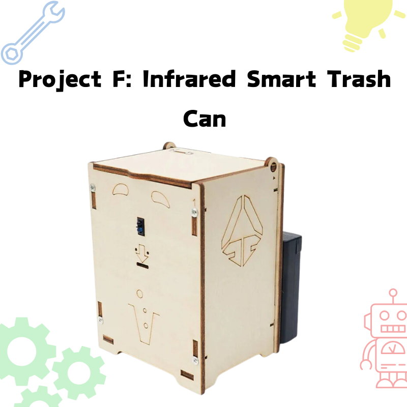 Advanced STEM kit with build-your-own infrared smart trash can for kids aged 9–13