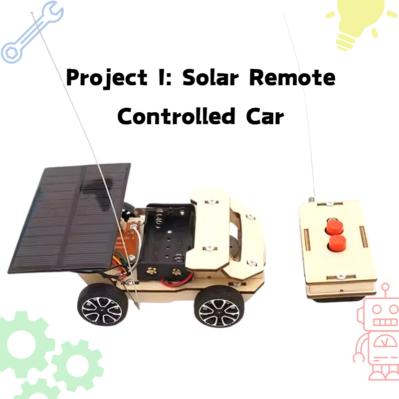 Advanced STEM kit to build a remote controlled solar powered race car for kids aged 9–13